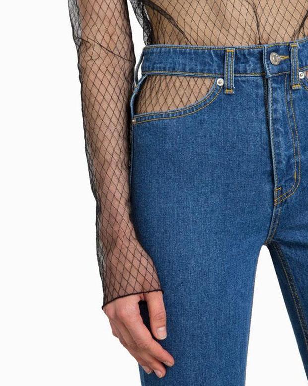High Waisted Cut Pocket Jeans