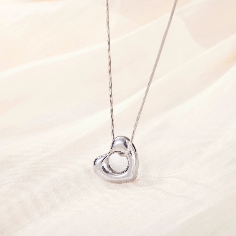 Minimalist Heart Shape Titanium Steel Pendant Necklace