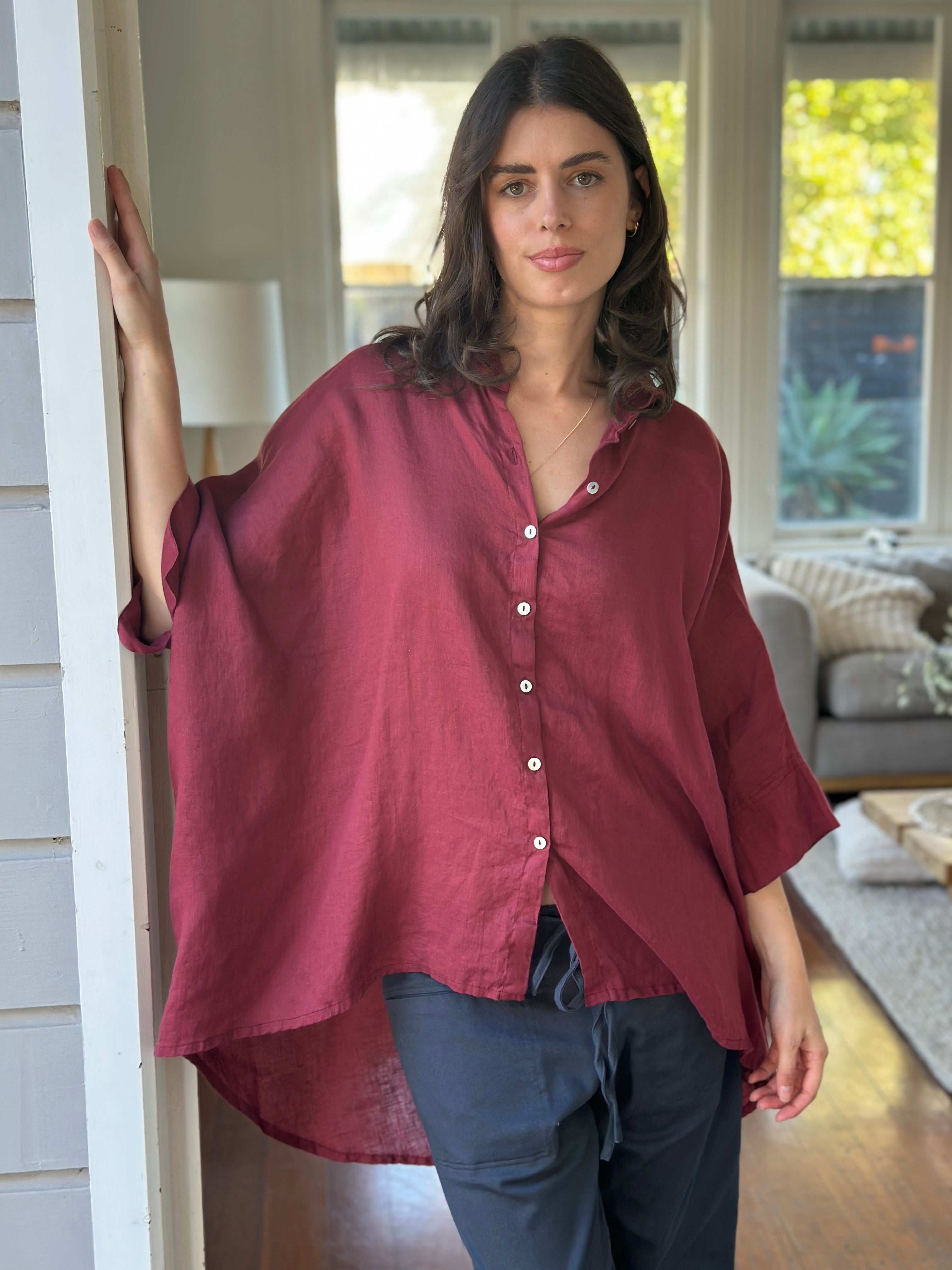issey shirt -  wine linen