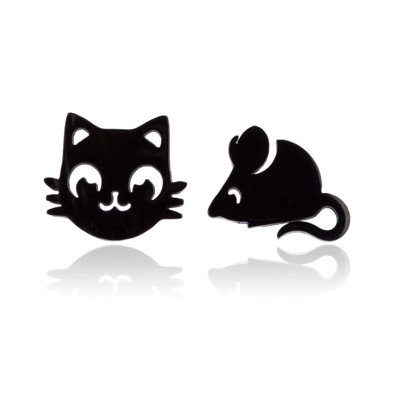 1 Pair Cute Cat Plating 304 Stainless Steel 18K Gold Plated Ear Studs