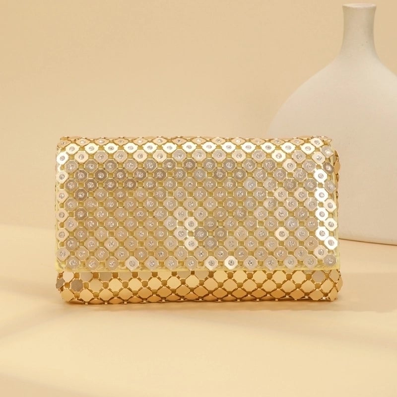 Aluminum Sheet Solid Color Sequins Evening Bags