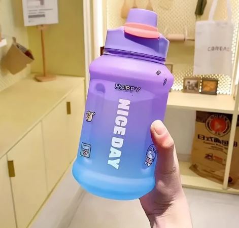 Gradient Water Bottle With Straw