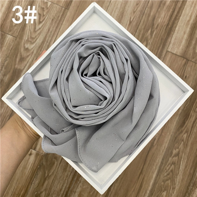 Solid Color Sprinkling Gold Pearl Chiffon Chiffon Fashion Sprinkling Gold Scarf Women's Toe Chiffon Glitter Scarf