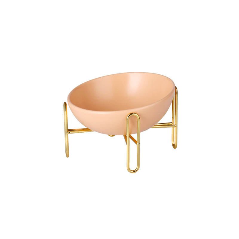 Bronze Stand Ceramic Bowl in Peach