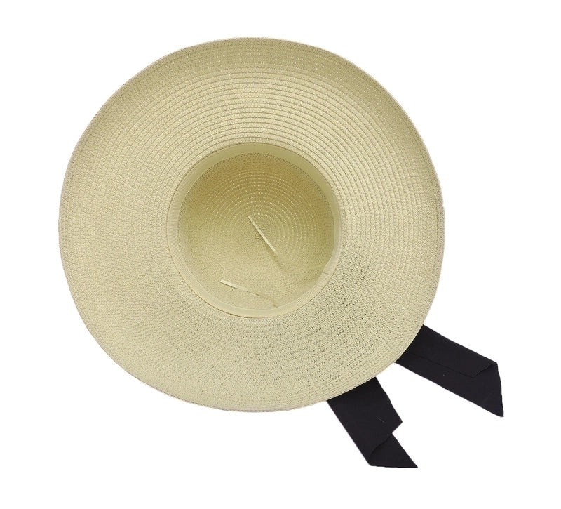 Women's Minimalist Classic Style Color Block Flat Eaves Straw Hat