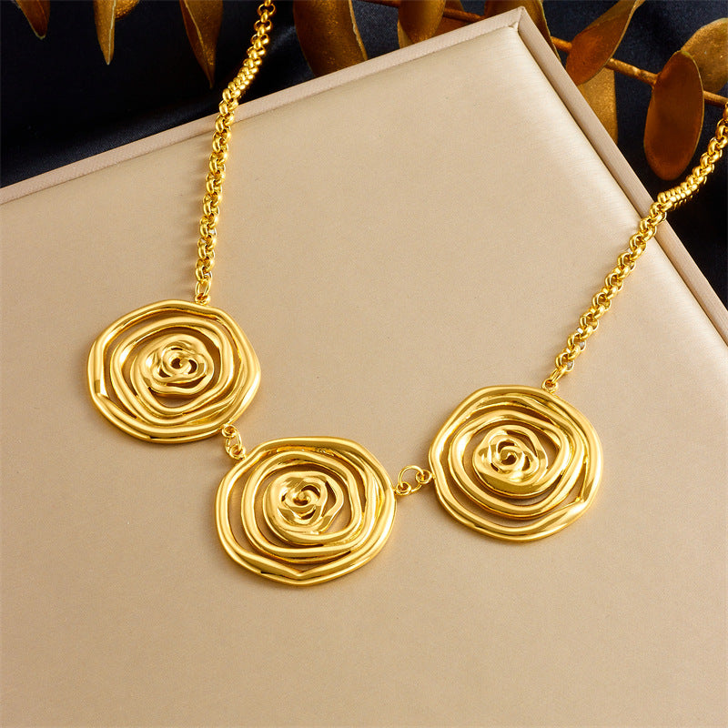 Exaggerated Irregular Pattern Geometric Spiral Large Pendant Necklace Female Hip Hop Sweater Chain