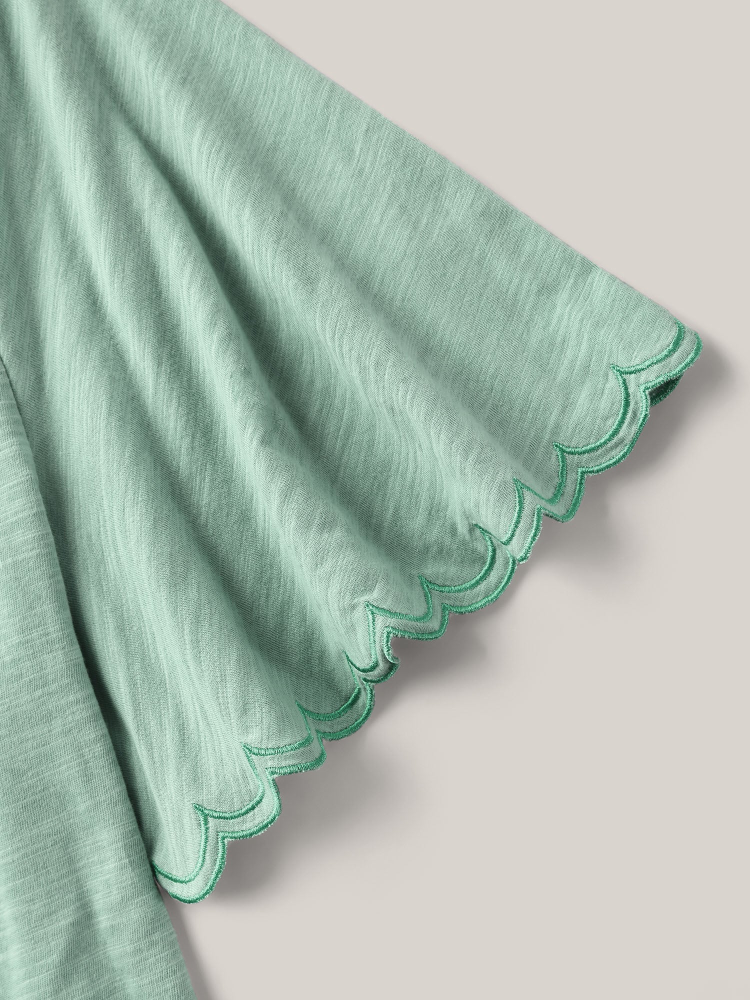 Pure Cotton Embroidered Pleated T-Shirt