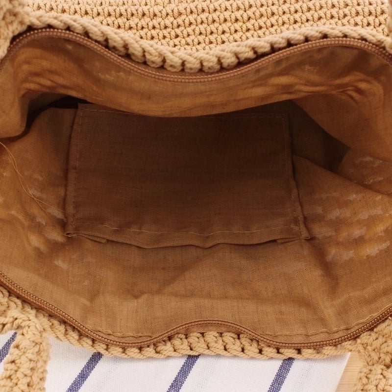 Women's Medium Spring&summer Straw Solid Color Vintage Style Square Zipper Handbag