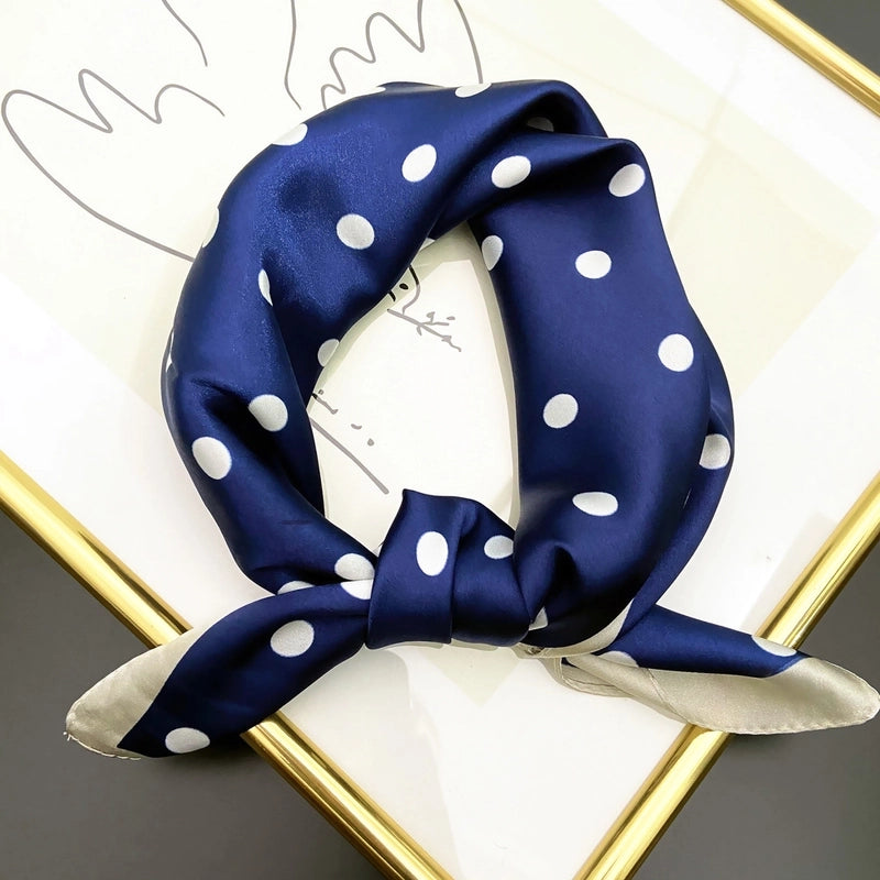 Women's Streetwear Polka Dots Satin Printing Silk Scarf