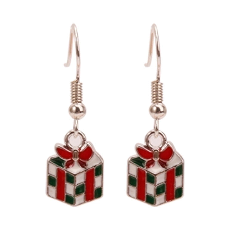 Fashion Santa Claus Christmas Socks Bell Epoxy Alloy Earrings