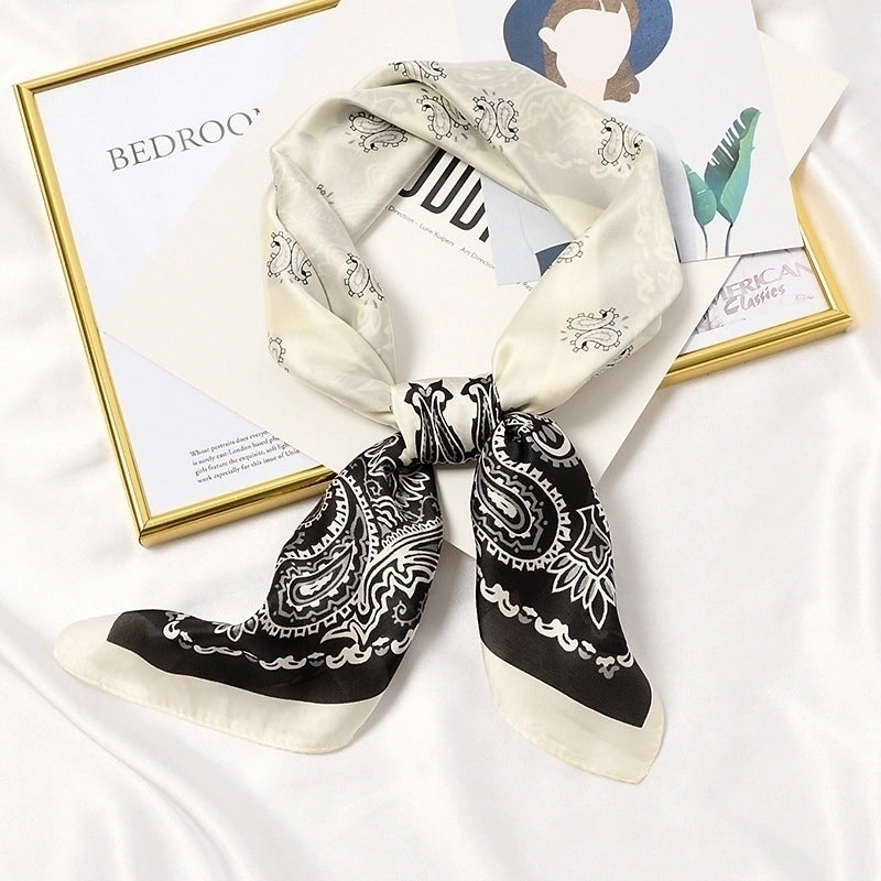 Women's Elegant Lady Color Block Polyester Printing Silk Scarf