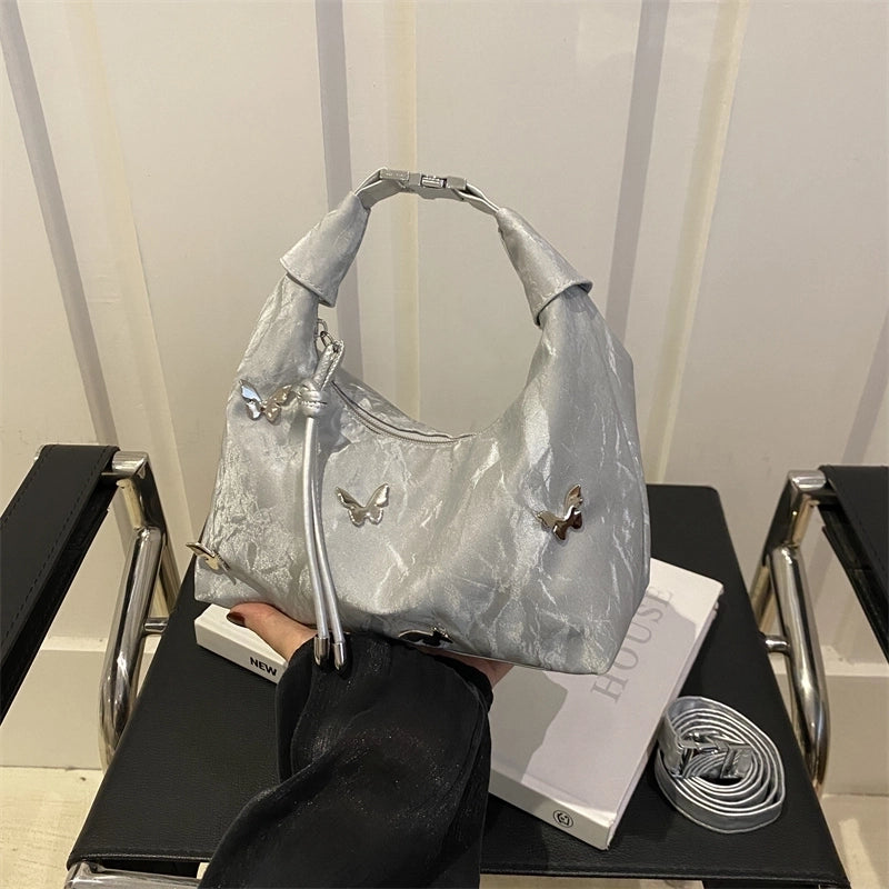 Women's Medium Pu Leather Solid Color Butterfly Basic Classic Style Square Zipper Crossbody Bag