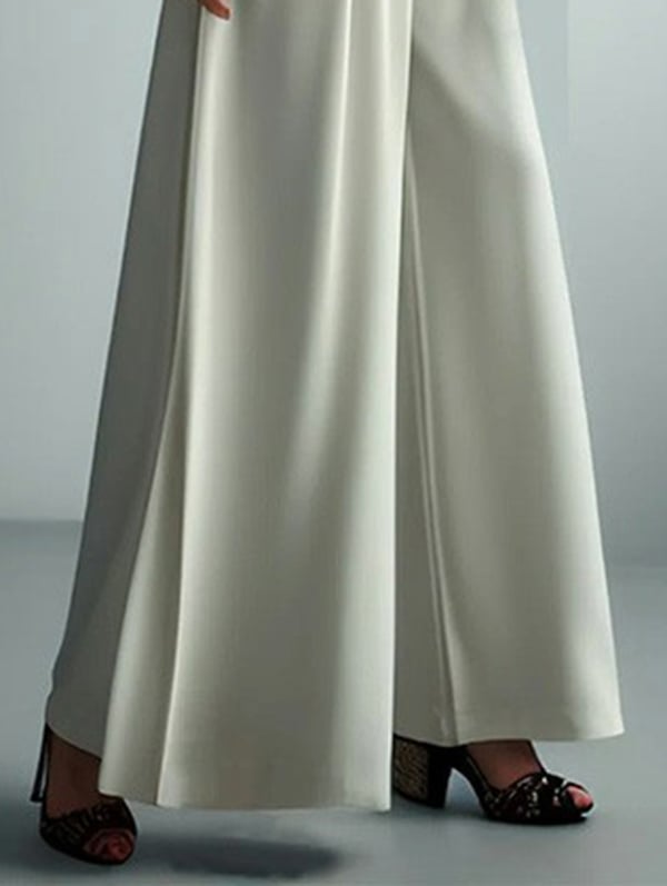 High Waisted Loose Pleated Solid Color Split-Joint Pants Trousers