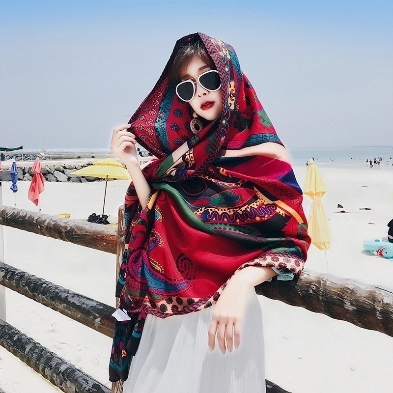 Women's Classic Style Printing Cotton And Linen Scarf Shawl