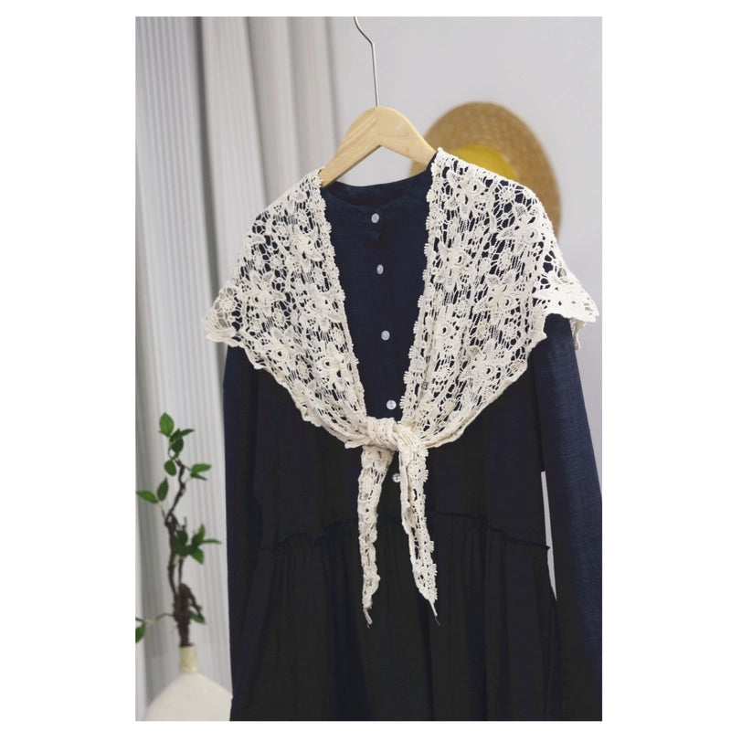 Cotton Handmade Crochet Triangle Scarf Spring And Summer Women's Solid Color Hollow-out Air-conditioning Room Neck Protecting Shawl Dual-purpose Scarf