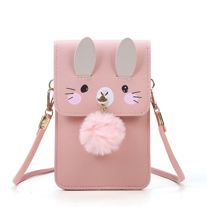 Women's All Seasons Pu Leather Cartoon Fashion Fluff Ball Square Magnetic Buckle Phone Wallet