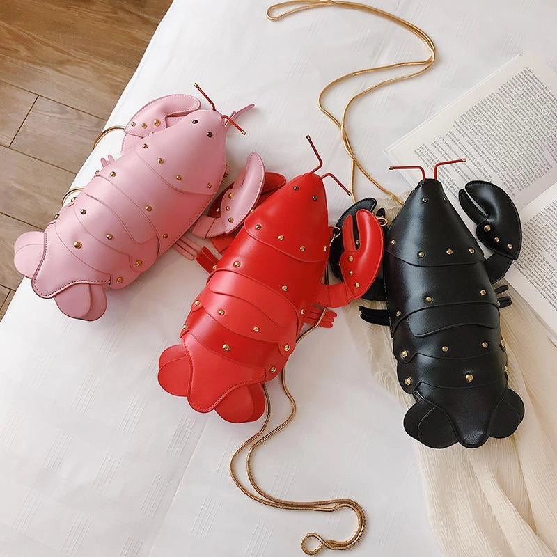 Women's Small Pu Leather Lobster Streetwear Oval Zipper Crossbody Bag