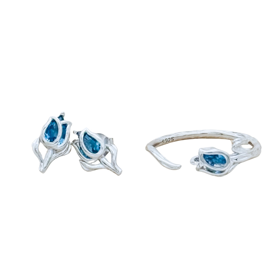 Blooming Tulip Ring & Earring Set