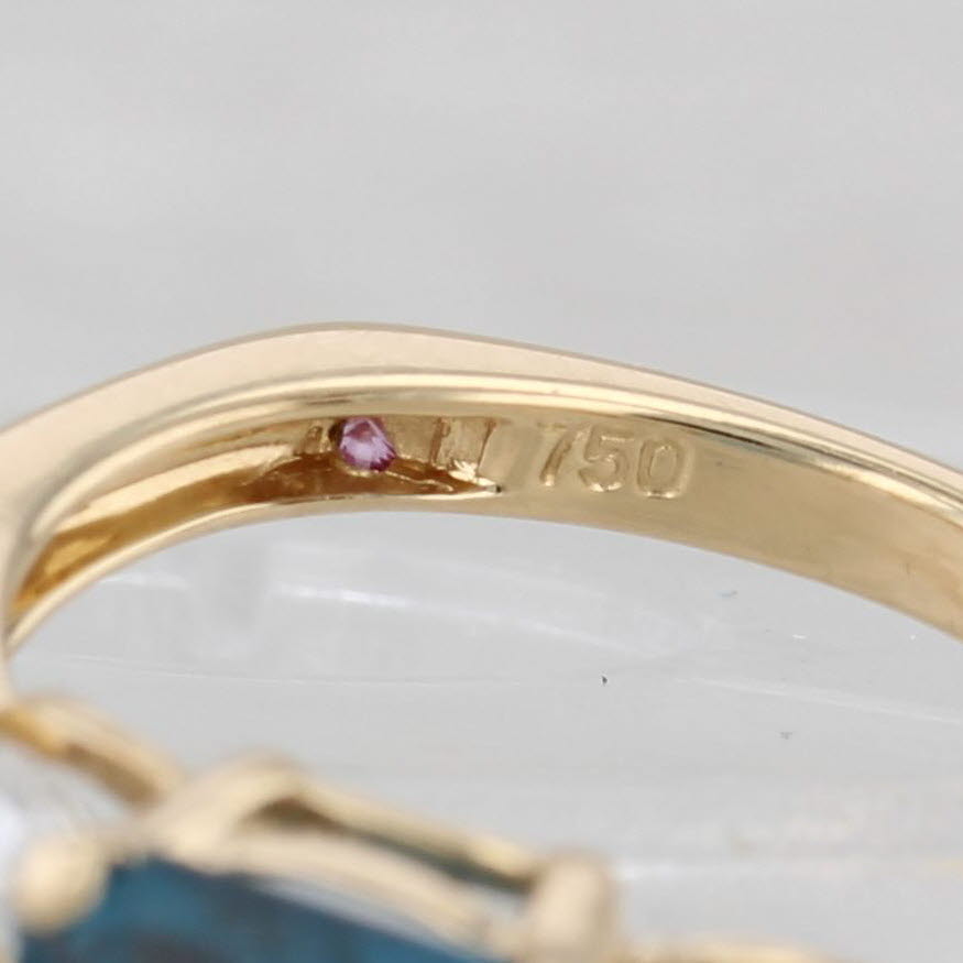 Krementz 3.76ctw Lab Created Blue Spinel Diamond Sapphire Ring 18k Gold Sz 6.75