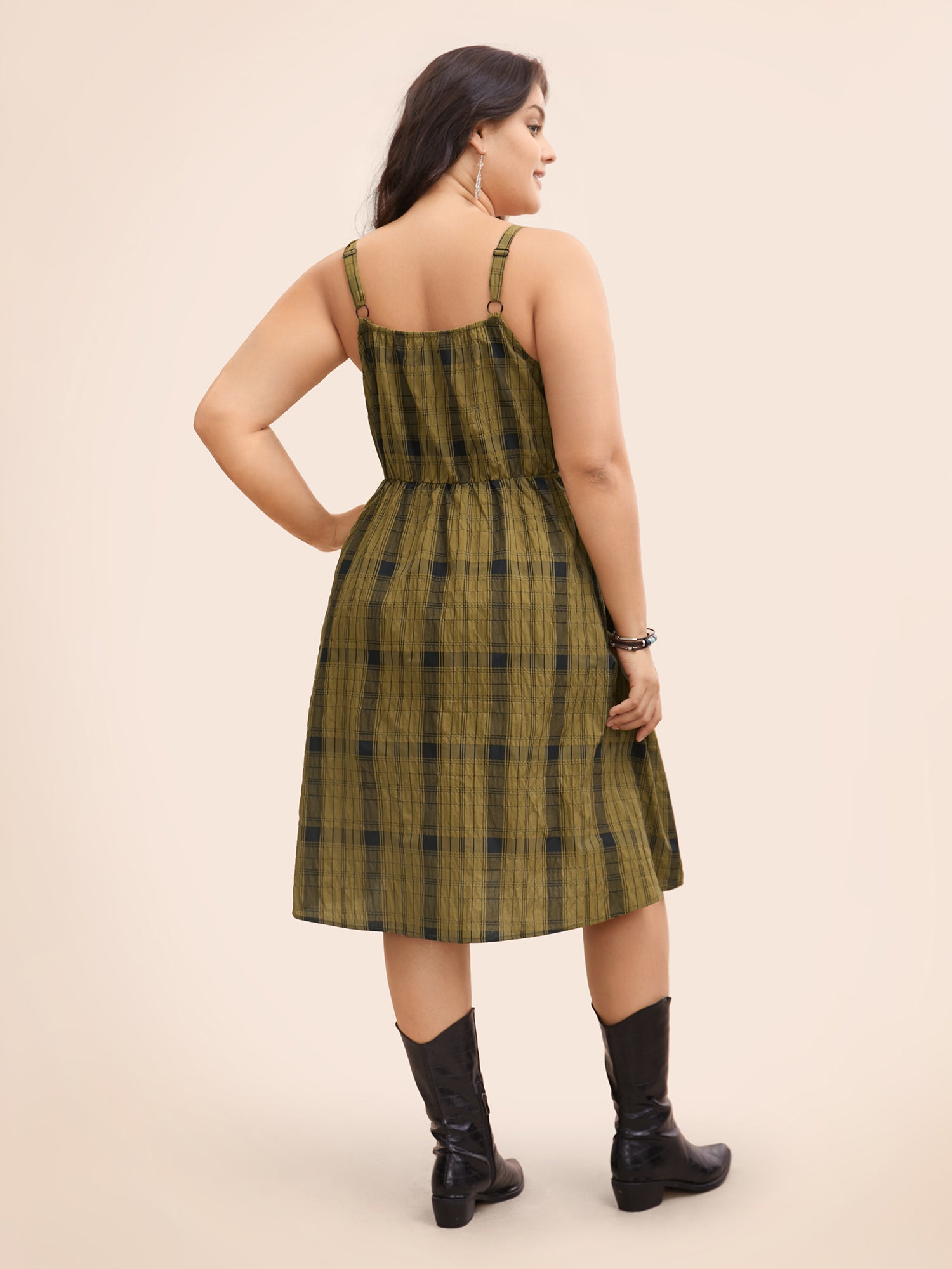 Wrinkle-Treated Waist-Defining Midi Dress