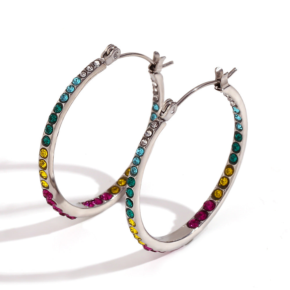 Fashion Circle Geometric Stainless Steel 18K Gold Plated Earrings