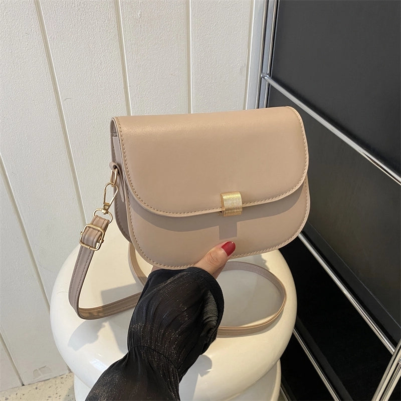 Women's All Seasons Pu Leather Solid Color Classic Style Semicircle Flip Cover Shoulder Bag