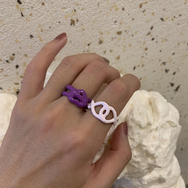 Hand-painted Solid Color Irregular Rings