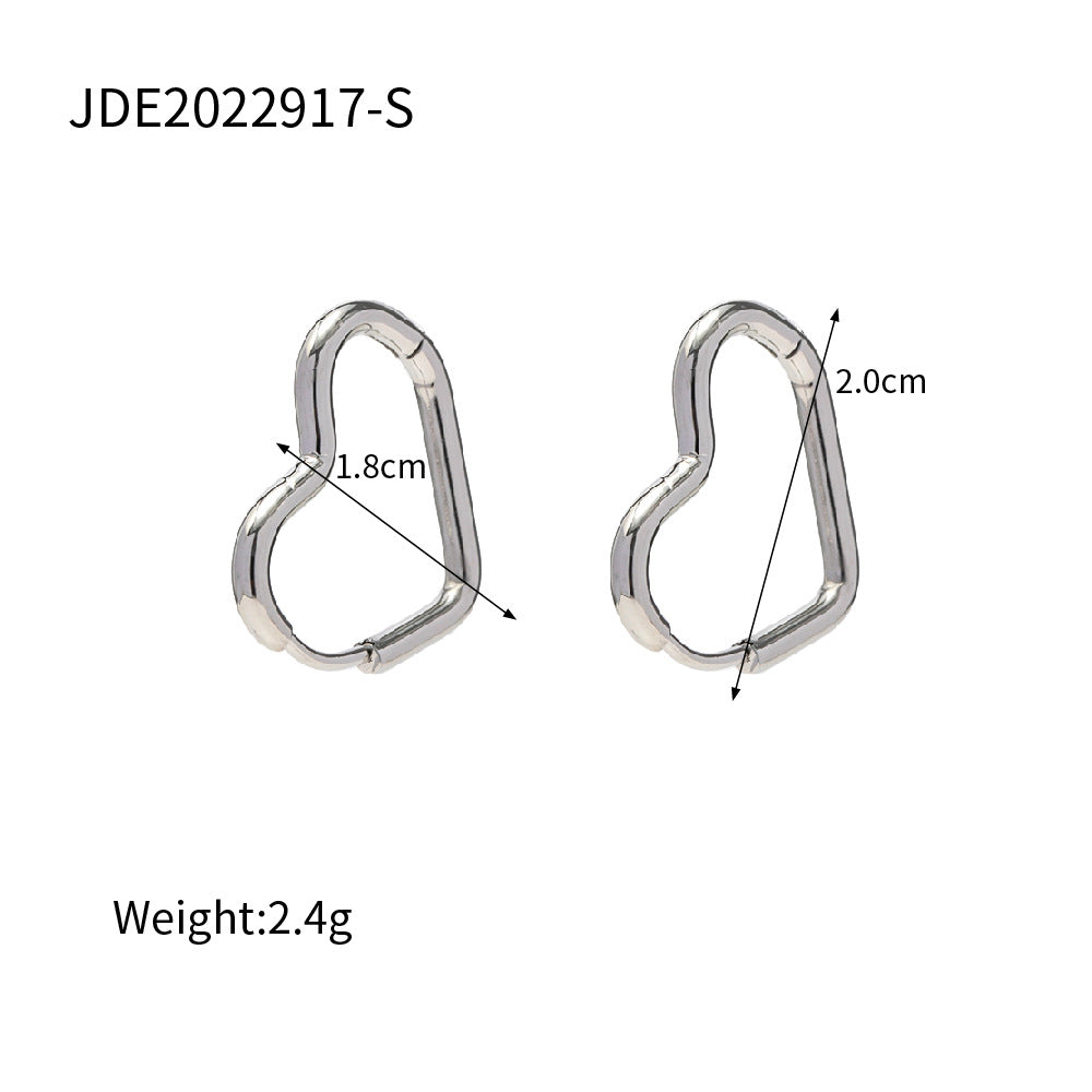 Heart Asymmetrical Geometric Stainless Steel 18K Gold Plated Earrings
