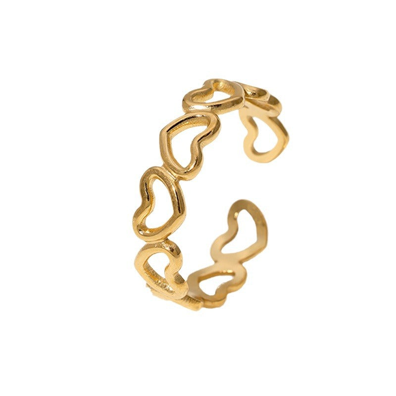 Open Ring Cute Heart Stainless Steel Electroplating Rings