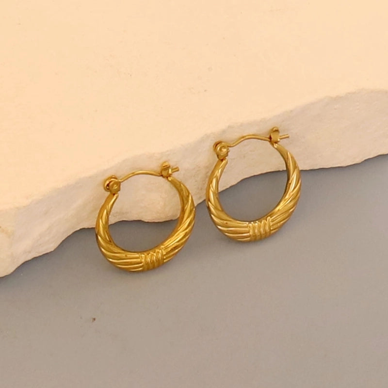 1 Pair Minimalist Pentagram Round Solid Color Plating 304 Stainless Steel 18K Gold Plated Earrings