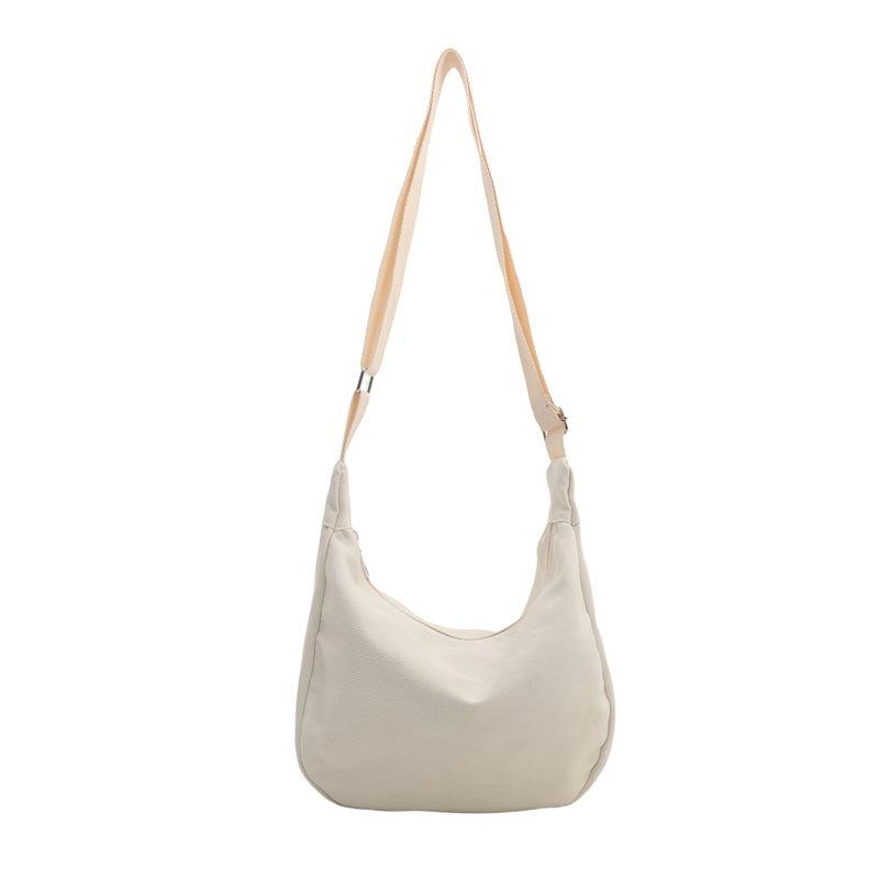 Women's Canvas Solid Color Preppy Style Square Zipper Shoulder Bag Crossbody Bag
