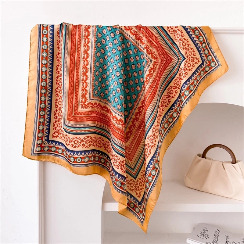 Women's Casual Vacation Lemon Flower Satin Printing And Dyeing Printing Dyeing Silk Scarf