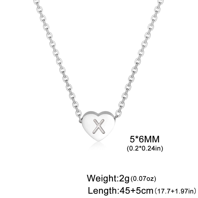 Stainless Steel Titanium Steel Minimalist Letter Heart Shape Plating Pendant Necklace