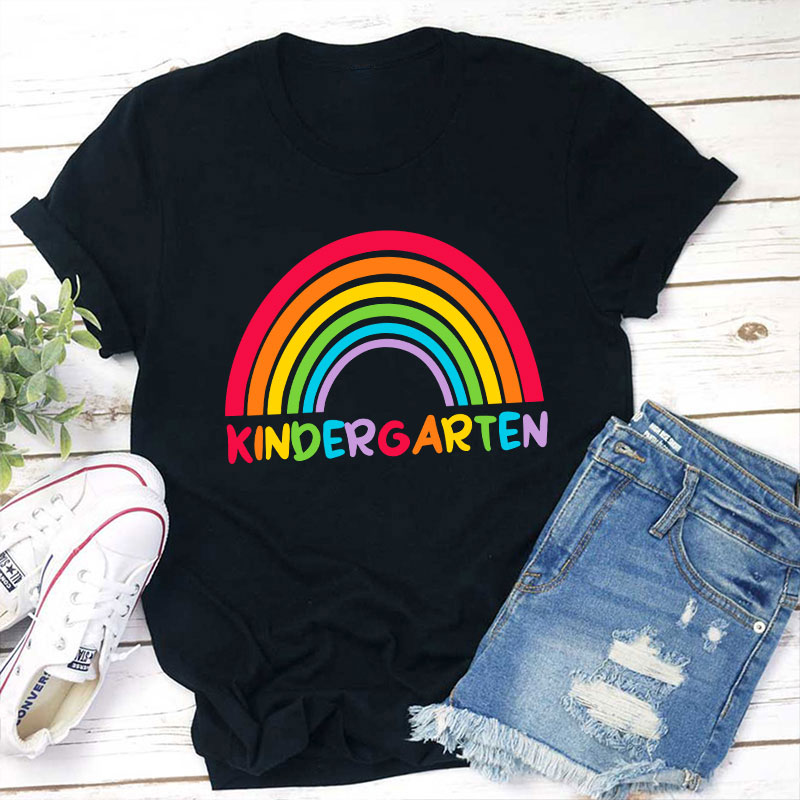 Personalized Grade Rainbow Teacher T-Shirt