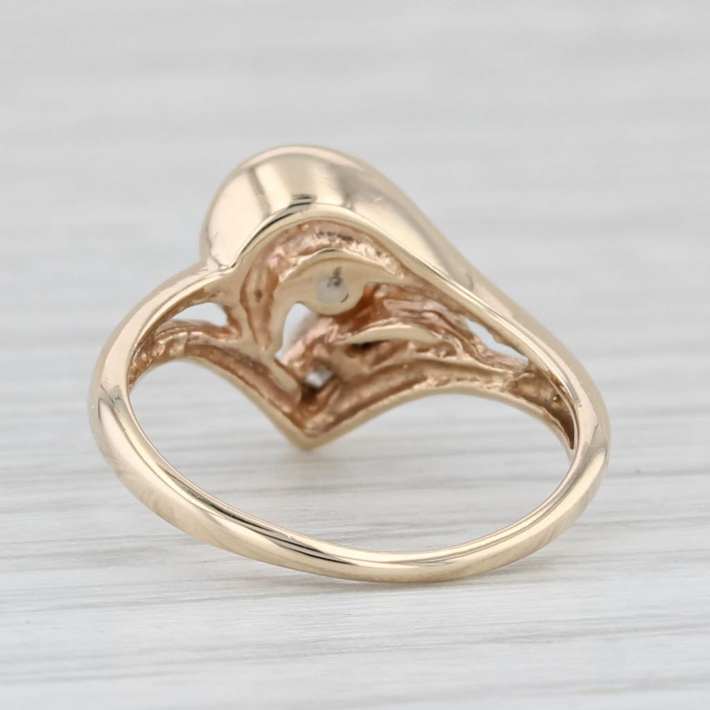 Diamond Abstract Heart Ring 10k Yellow Gold Size 3.5