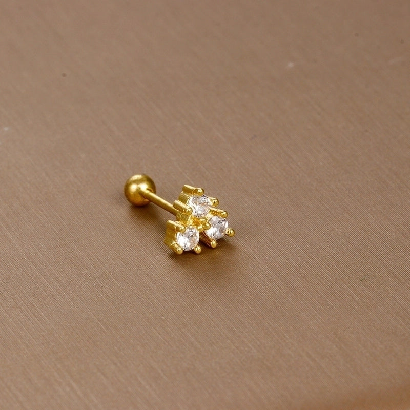 1 Piece Sweet Minimalist Flower Plating Inlay Titanium Steel Zircon Ear Studs