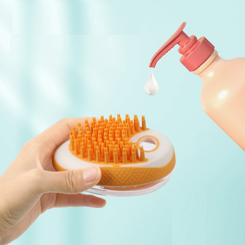2-in-1 Pet Bath & Grooming Brush - Soft Silicone Dog and Cat Massage Comb