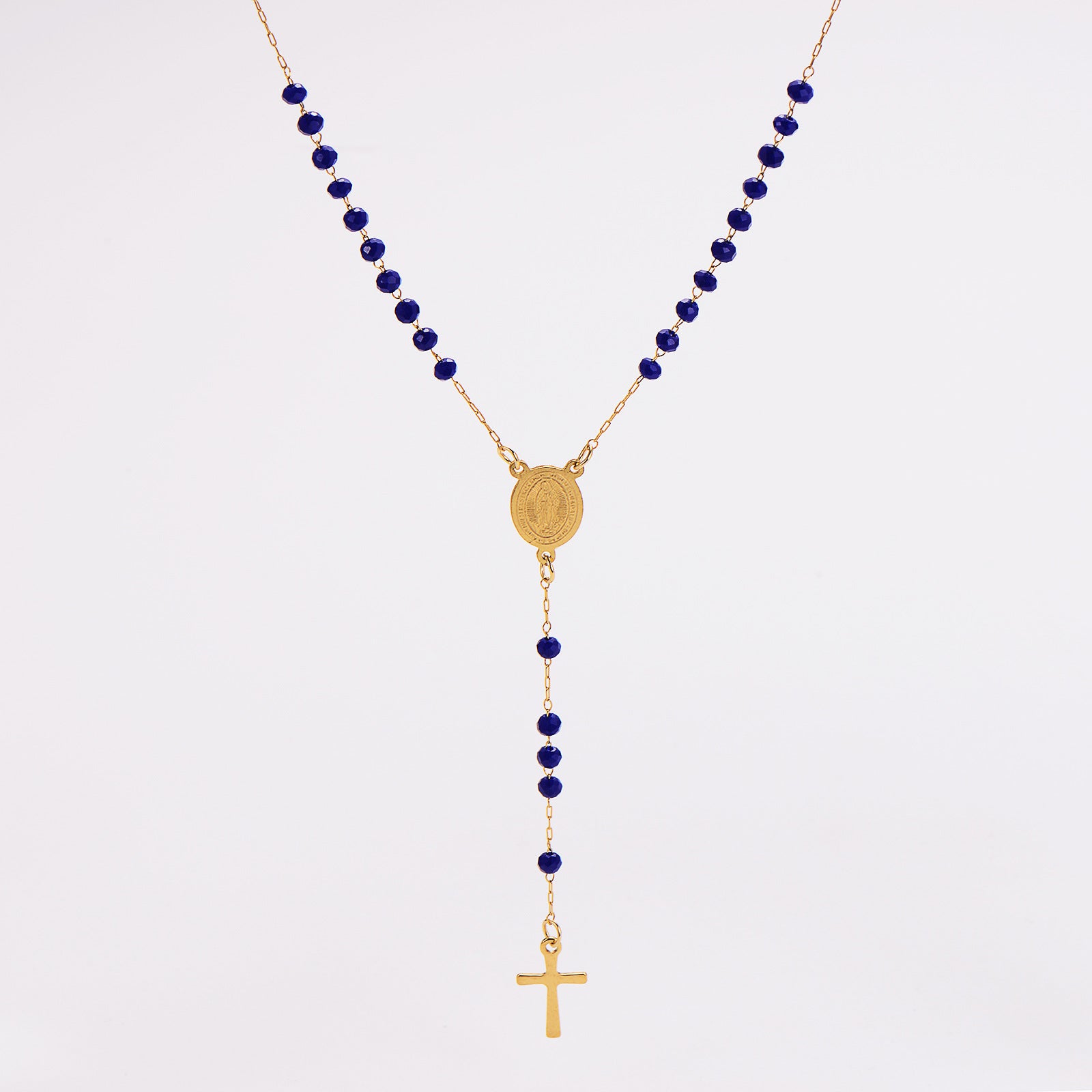 Aml Hot Sale Stainless Steel Beads Rice Bead Chain Clavicle Chain Cross Necklace
