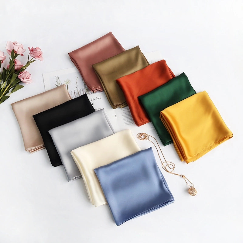 Women's Minimalist Solid Color Polyester Printing Silk Scarf