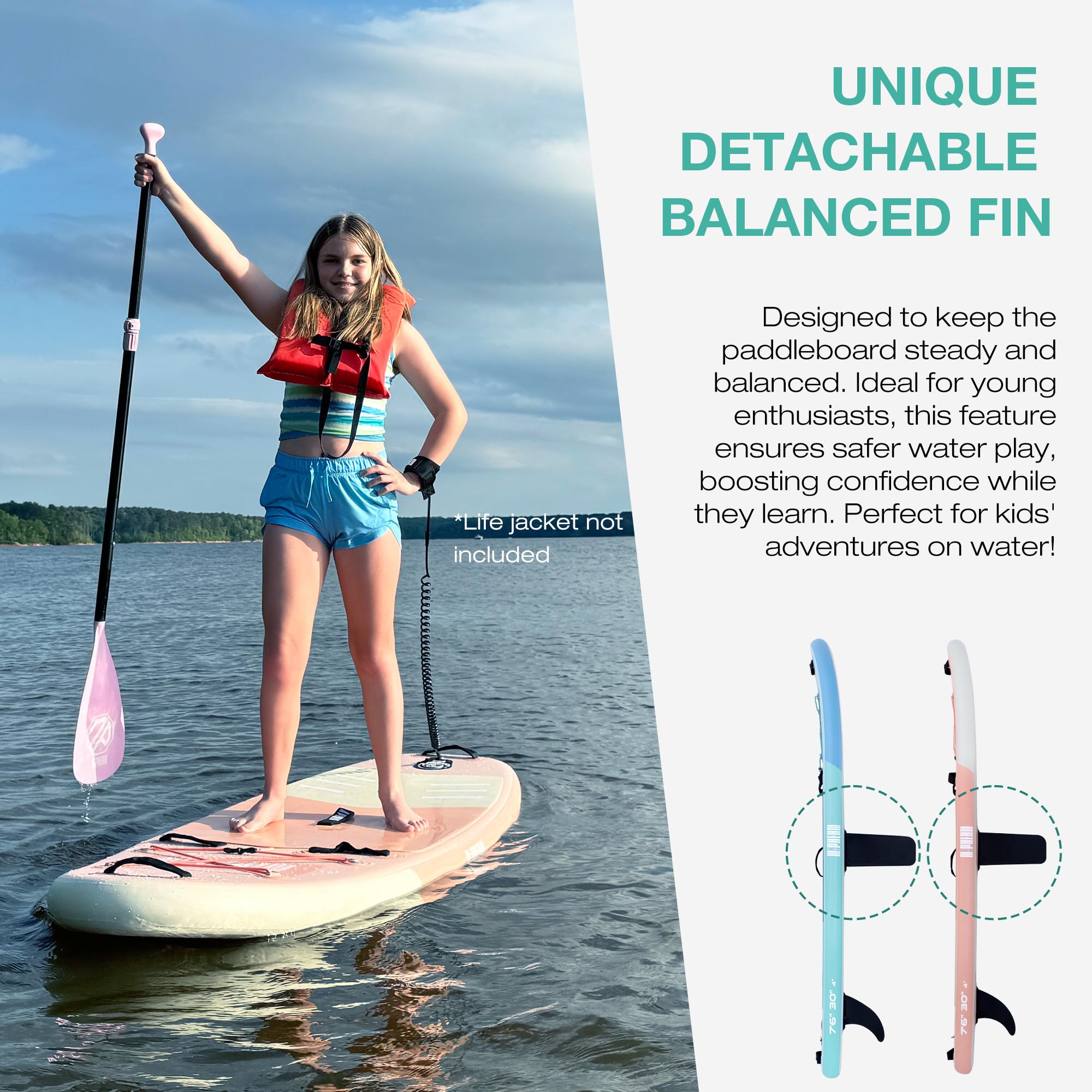 Inflatable Stand Up Paddle Board with SUP Accessories, Non-Slip EVA Deck, 10'6 Inch Inflatable Paddle Board