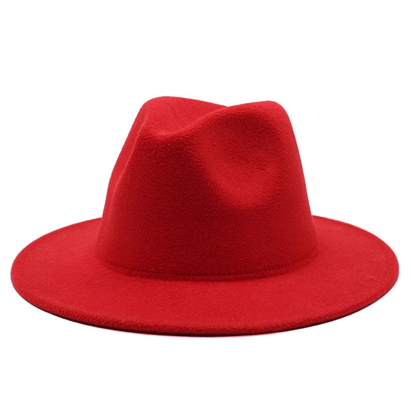 Solid Color Jazz Hat British Style Retro Woolen Hat Adult Embroidery Logo Felt Hat