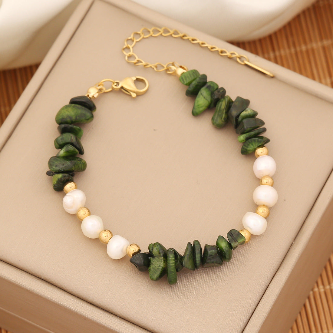 Women Pearl Wave Natural Stone Handmade Bracelets