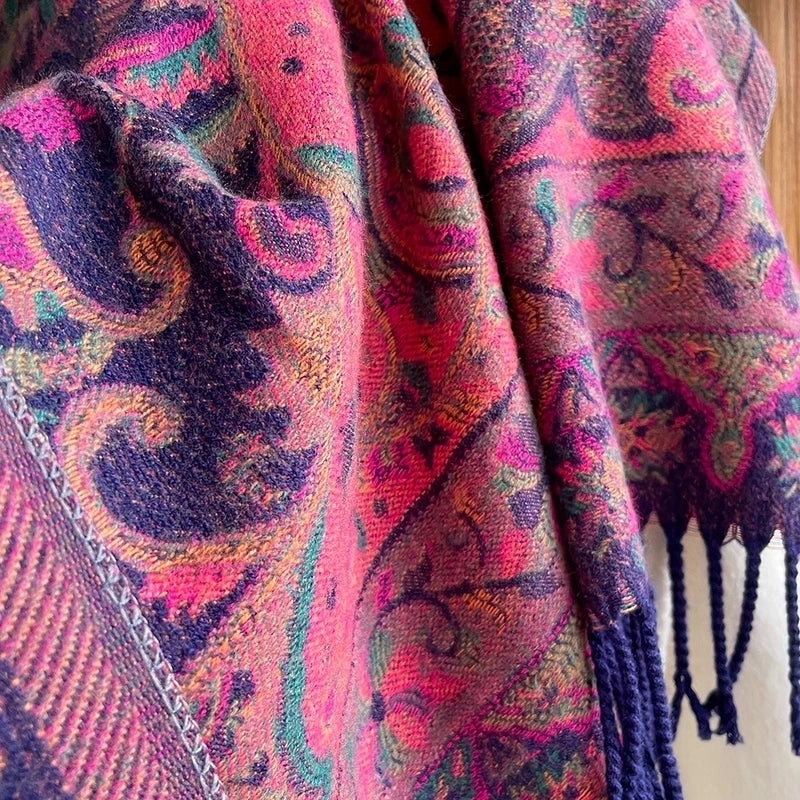 Women's Retro Ethnic Style Color Block Imitation Cashmere Printing Scarf