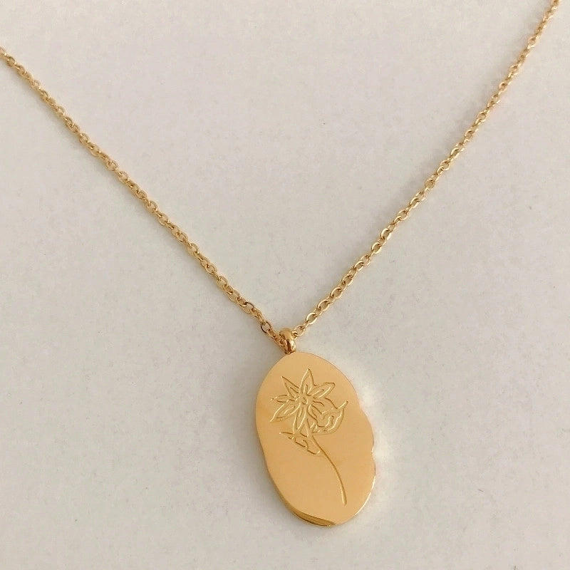 201 Stainless Steel 304 Stainless Steel Minimalist Plating Flower Pendant Necklace