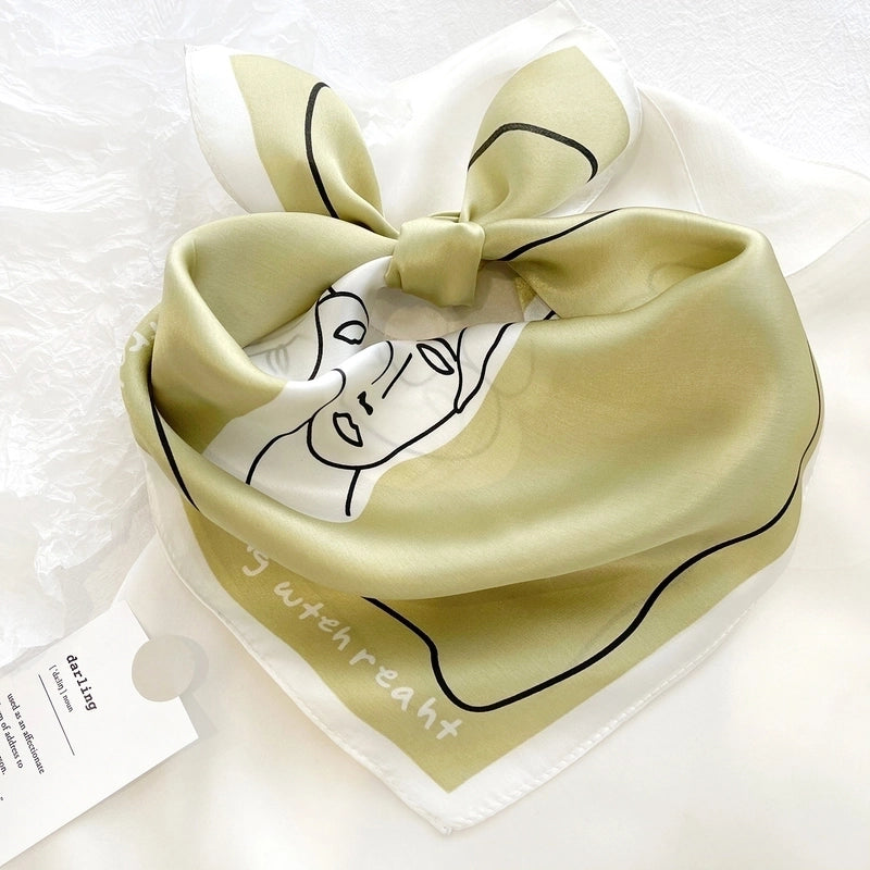Women's Sweet Human Silk Printing Silk Scarf