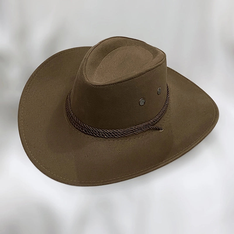 American Western Cowboy Hat Spring And Autumn Leather Men's Mountain Climbing Spanish Women's Sun Big Edge Sun Hat Sunscreen Travel