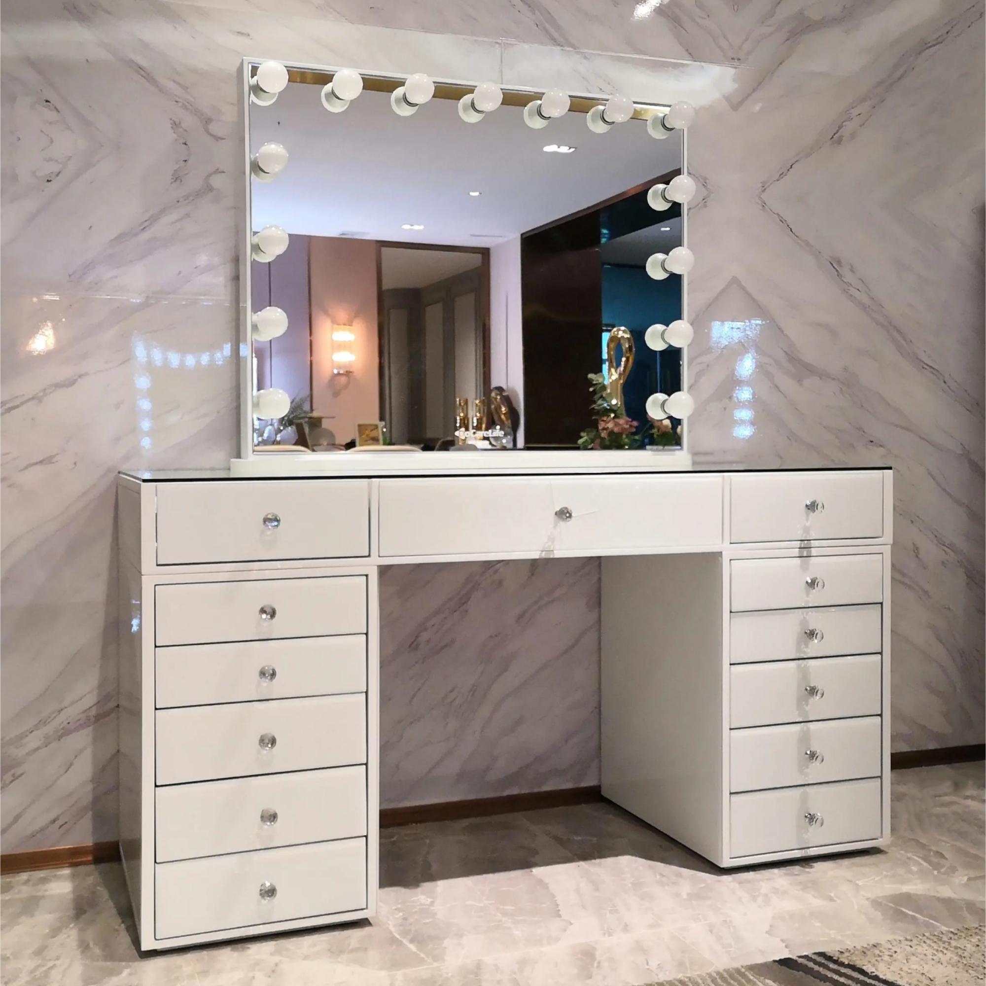 🔥Limited Sale🔥 Vanity Table with Hollywood Mirror