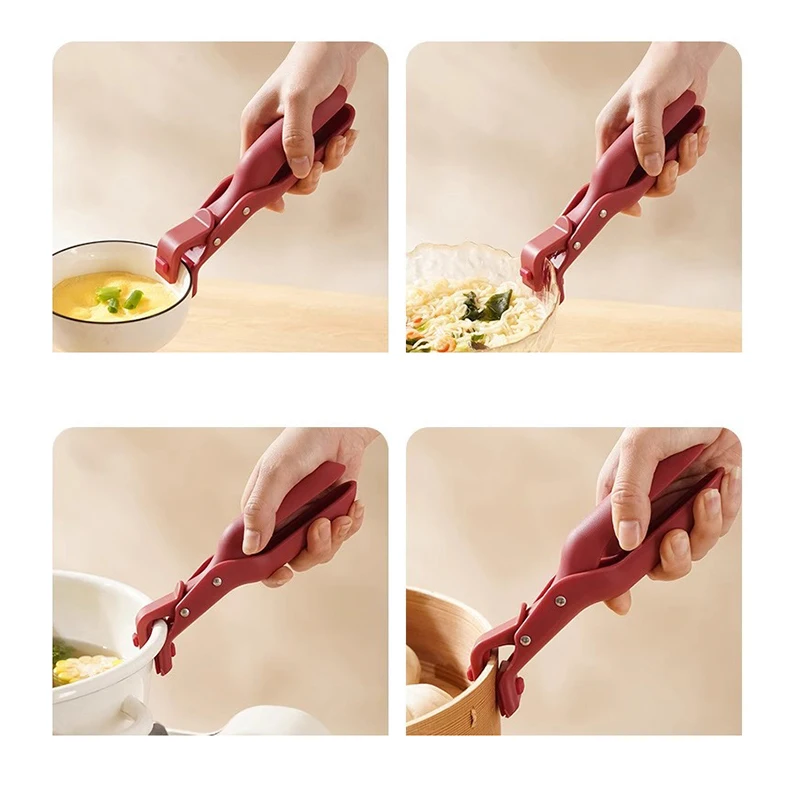 BOWL & DISH CLAMP TONGS – NON-SLIP HANDLE FOR POTS PANS & HOT PLATES