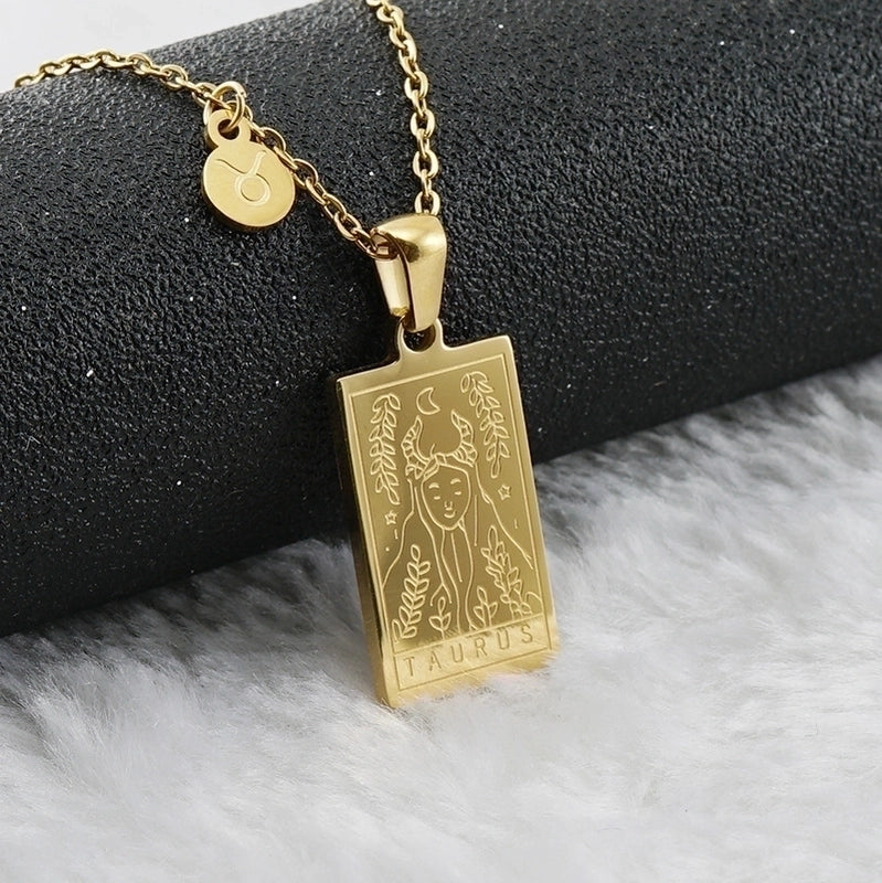 Fashion Square Constellation 304 Stainless Steel 18K Gold Plated Plating Stainless Steel Necklaces