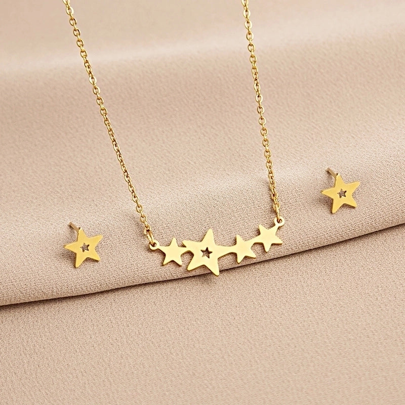 Fashion Cross Leaves Eye Stainless Steel Plating Jewelry Set 2 Pieces